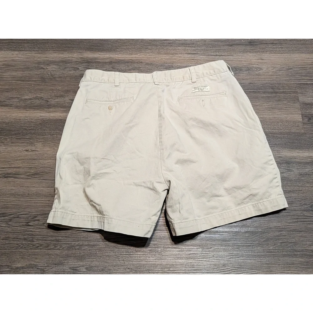 Polo Ralph Lauren Andrew Short Mens 36 Tan Khaki Pleated Cotton Chino Shorts